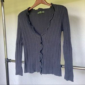 🐃GUC- Eddie Bauer Ruffled Trim Cardigan